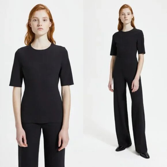 Theory Tops - NWOT Theory Short Sleeve Cotton Zip Blouse